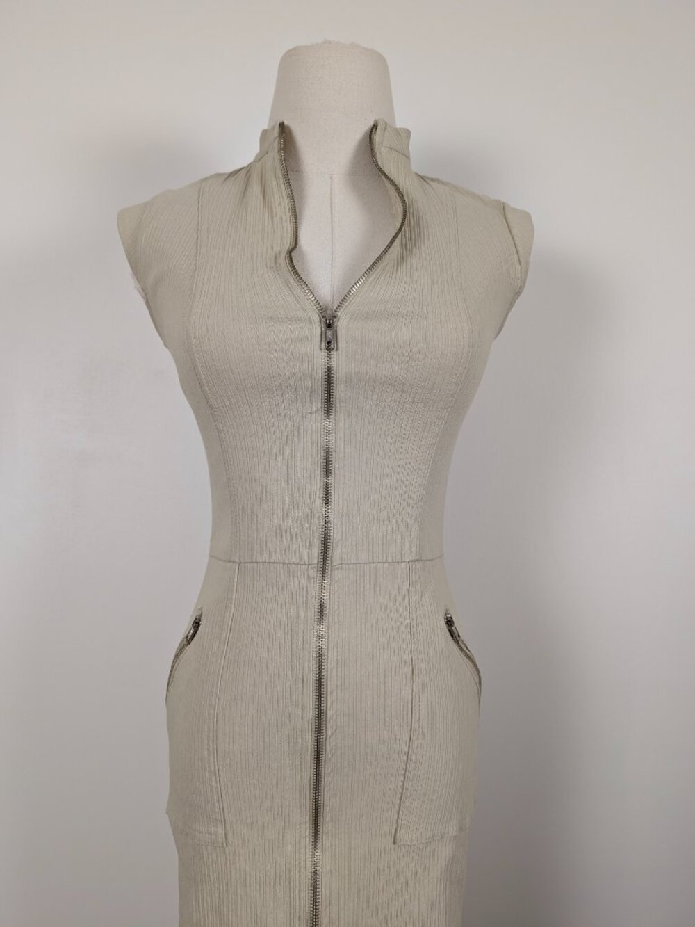 90s Le Chateau Fitted Midi Dress Size XS Stretchy Ribbed Semi-Formal - Picture 4 of 14